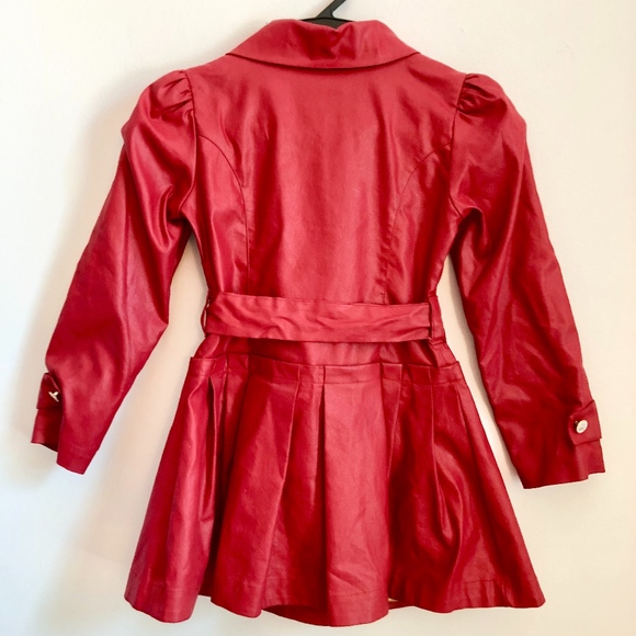 Girls Fashion Red Trench Coat/Rain Jacket - Picture 3 of 8